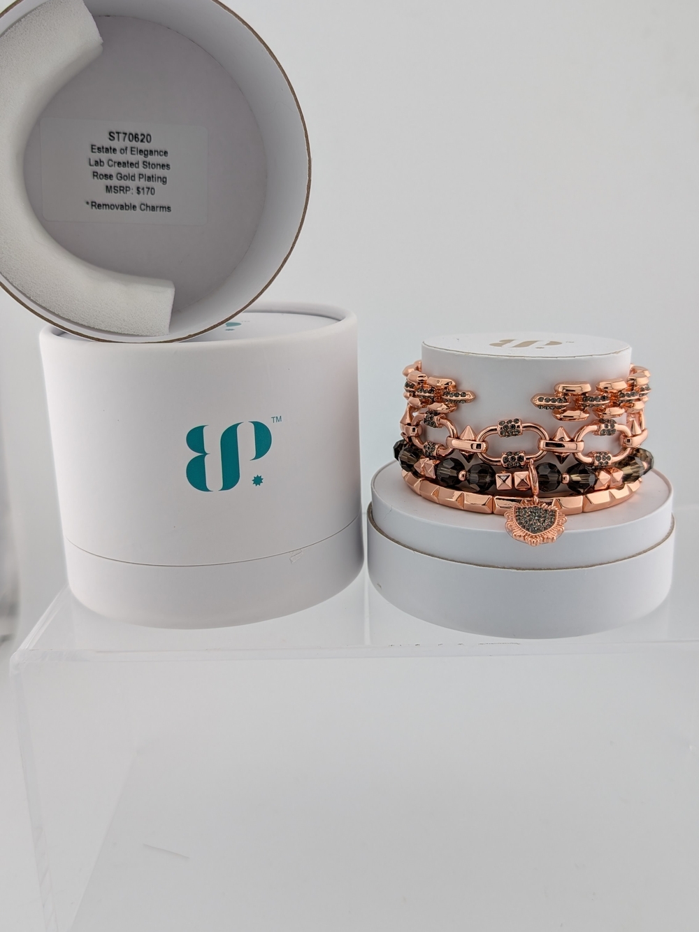 Estate of Elegance Rose Gold Plated Multi-Stack Bracelet Set